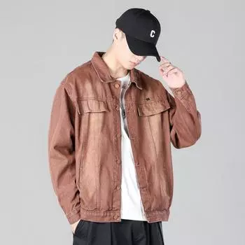 Осенняя джинсовая куртка в стиле ретро в стиле Гонконга, мужская свободная модная красивая универсальная куртка в стиле ретро M чёрный
