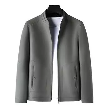 Осенняя флисовая кожаная куртка для мужчин среднего возраста больших размеров с отворотами, кожаная куртка для папы, куртка M