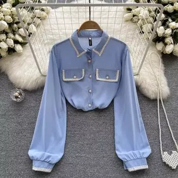 Осенняя французская женская темпераментная свободная универсальная рубашка с длинными рукавами в западном стиле, красивая рубашка