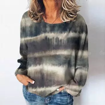 Осенняя футболка с длинным рукавом для женщин с принтом женская свободная одежда уличная повседневная женская хлопковая футболка с круглым вырезом пуловер S