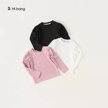 Осенняя футболка с длинными рукавами и рукавами-фонариками для девочек Youbao QY24081 80 розовый