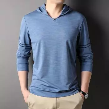 Осенняя футболка с капюшоном, мужская, новая, с длинными рукавами, для активного отдыха, мужская, спортивная, молодежная, повседневная, свитшот, верхняя футболка M