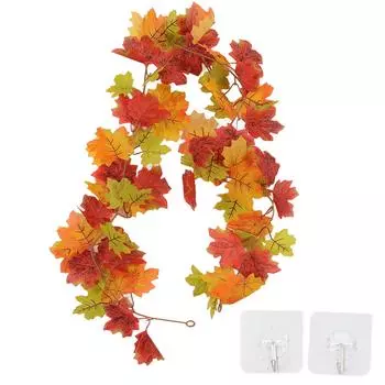Осенняя гирлянда из кленовых листьев, яркая искусственная осенняя листва, подвесная гирлянда из лозы для дома на День благодарения