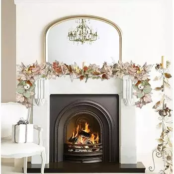 Осенняя гирлянда, кленовый лист, подвесная гирлянда из виноградной лозы, искусственная осенняя листва, гирлянда, декор на День Благодарения для дома, свадьба, камин, вечеринка, Рождество One Size белый