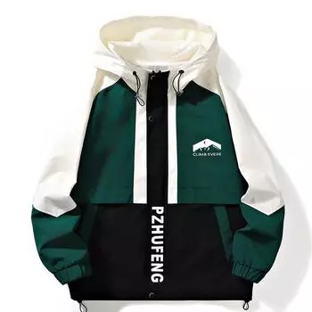 Осенняя Гонконгская ветровая подростковая свободная куртка с капюшоном, мужская повседневная тонкая куртка M