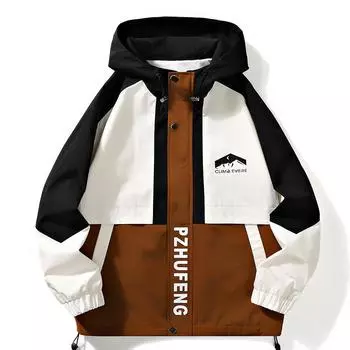 Осенняя Гонконгская ветровая подростковая свободная куртка с капюшоном, мужская повседневная тонкая куртка M