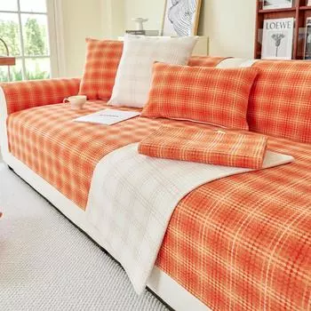 Осенняя гостиная нескользящая клетчатая подушка для дивана чехлы для дивана коврик шенилл чехол Funda диван коврики 70X70cm 1pc