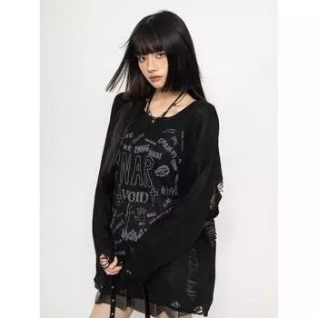 Осенняя готическая гранжевая темная футболка с вырезами для женщин Harajuku с вырезами на плечах сексуальные футболки женские панк-топы с буквенным принтом S белый