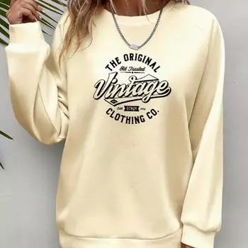 Осенняя и весенняя одежда с надписями и принтом Uintange, топы-свитера для женщин с круглым вырезом и длинным рукавом XS чёрный