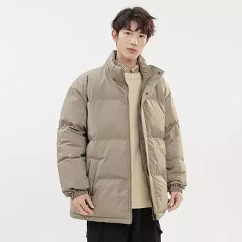 Осенняя и зимняя бархатная хлопковая одежда, мужская одежда в гонконгском стиле с воротником-стойкой, утолщенная хлопковая подкладка, свободная корейская версия M чёрный