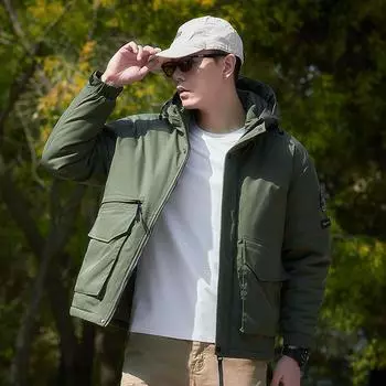 Осенняя и зимняя хлопковая одежда мужская куртка для инструментов куртка нового года плюшевая утолщенная пуховая хлопковая подкладка мужская M