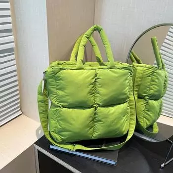 Осенняя и зимняя хлопковая одежда, переносная сумка-тоут, женская мода, универсальная модная куртка-пуховик, одно плечо, косая сумка-слинг 26.5*9.5*26.5 красный