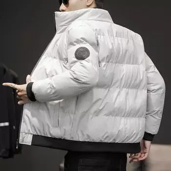 Осенняя и зимняя хлопковая одежда с подкладкой Мужская одежда Tiger Head Standard Bread Утолщенные короткие куртки M серый