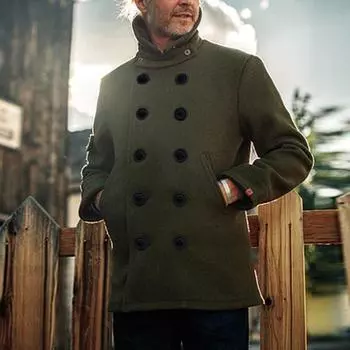 Осенняя и зимняя куртка Мужская британская мода Однотонная шерстяная куртка Мужская S темно-синий