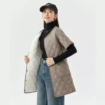 Осенняя и зимняя модная одежда Хлопковая одежда Женская длинная утепленная и тонкая хлопковая куртка с короткими рукавами Домашняя одежда Хлопок 2410 M