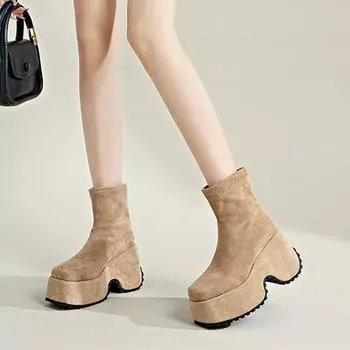 Осенняя и зимняя обувь больших размеров в стиле ретро с квадратным носком и толстой подошвой женские ботинки женская обувь 35 чёрный