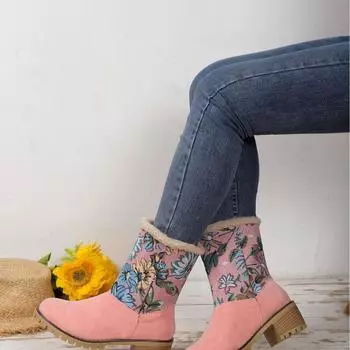 Осенняя и зимняя обувь больших размеров, удобная платформа, толстый каблук, высокий каблук, сращивание, короткие женские сапоги и туфли 36 чёрный