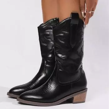 Осенняя и зимняя обувь больших размеров, удобные вышитые женские ботинки и туфли на высоком каблуке с толстым острым носком 36 белый