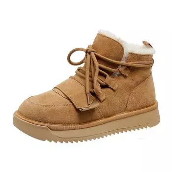 Осенняя и зимняя обувь больших размеров, удобные, на шнуровке, теплые, с толстой подошвой, высокие, низкие, хлопковые ботинки, женские ботинки 35 верблюд