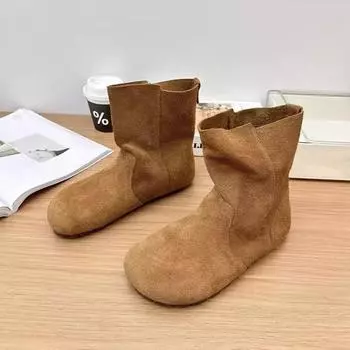 Осенняя и зимняя обувь больших размеров, удобные, с круглым носком, с плоским дном, с коротким рукавом, женские ботинки, женская обувь 35 абрикосовый