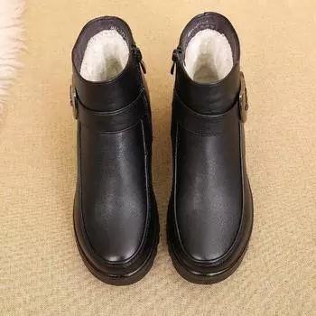 Осенняя и зимняя обувь больших размеров, удобные, с мягкой подошвой, короткие, с плоским дном, женские туфли и ботинки 36 чёрный