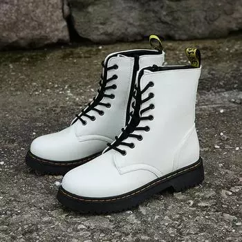 Осенняя и зимняя обувь Женские ботинки на толстой подошве Удобные ботинки больших размеров среднего размера 35 белый