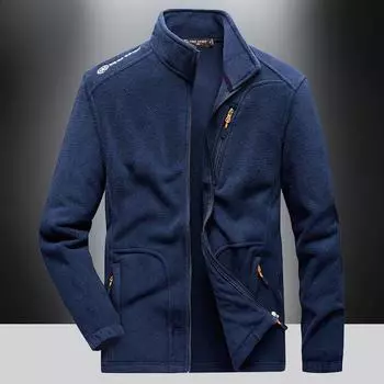 Осенняя и зимняя одежда для активного отдыха из флиса Мужская флисовая ветрозащитная кардиганная дышащая куртка Куртка Куртка мужская M серый