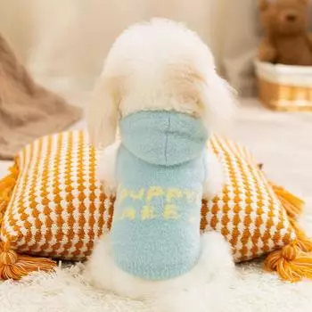 Осенняя и зимняя одежда для собак, одежда для кошек, свитер с капюшоном XS синий