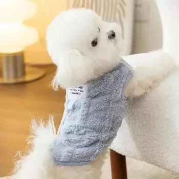 Осенняя и зимняя одежда для собак, простая однотонная двубортная куртка-пуховик, теплая жилетка для кошек, одежда для домашних животных XS (weight 1-1.5 kg) синий