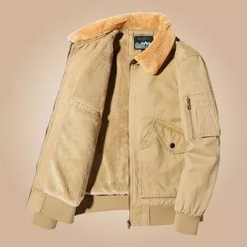 Осенняя и зимняя одежда из хлопка Мужская стираная куртка с ватой Одежда с хлопковой подкладкой Мужская куртка из овечьей шерсти M хаки