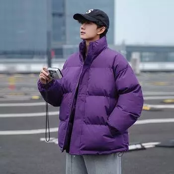 Осенняя и зимняя одежда из хлопка, мужская одежда с стойкой, утолщенная, с хлопковой подкладкой, свободная корейская версия, модные универсальные пары M света кофе