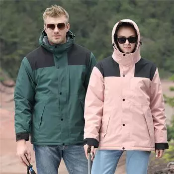 Осенняя и зимняя одежда из кристального супермягкого хлопка для мужчин и женщин, толстая флисовая куртка, ветрозащитная и холодостойкая рабочая одежда для курьеров и мотоциклистов M розовый