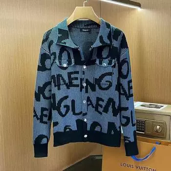 Осенняя и зимняя одежда мужская ретро Интернет знаменитость красивый вязаный свитер кардиган свитер подростковый жареный уличный свитер куртка M