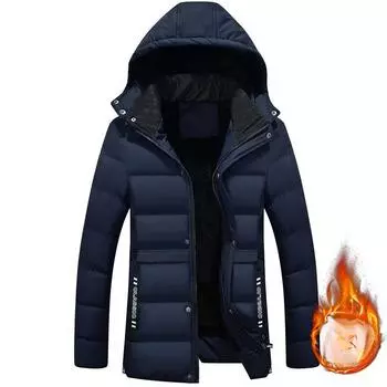 Осенняя и зимняя одежда с хлопковой подкладкой Мужские утепленные флисовые модные куртки Теплые мужские пуховые куртки с хлопковой подкладкой Одежда с капюшоном с хлопковой подкладкой M чёрный