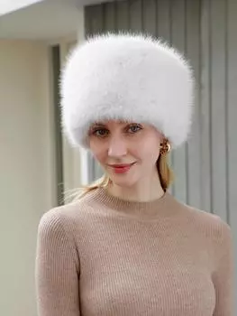 Осенняя и зимняя шапка Плюшевая шапка из искусственного меха, шапка-купол, клоун, зимняя теплая шапка, свитер Universal size белый