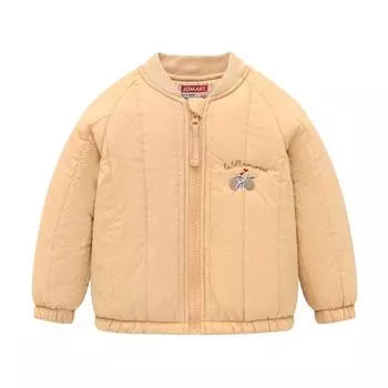 Осенняя и зимняя вышивка для маленьких детей с мультяшным рисунком, милая, мягкая, модная, универсальная, хлопковая куртка, эластичная хлопковая куртка 80cm