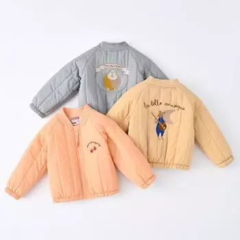 Осенняя и зимняя вышивка для маленьких детей с мультяшным рисунком, милая, мягкая, модная, универсальная, хлопковая куртка, эластичная хлопковая куртка 80cm