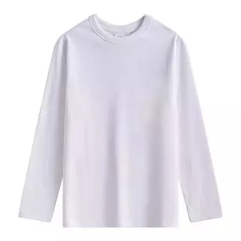 Осенняя классическая повседневная футболка с длинными рукавами, черная базовая рубашка из чистого хлопка в стиле ретро M белый