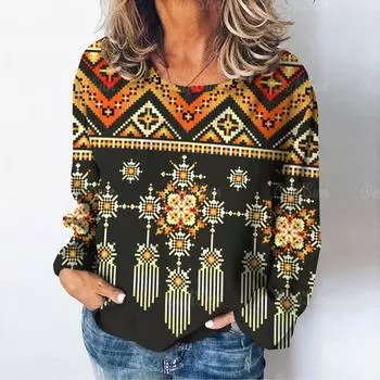 Осенняя клетчатая футболка для женщин, повседневная толстовка с круглым вырезом, новые футболки, одежда в стиле Харадзюку, свободная блузка с длинными рукавами, женские модные топы 2XL