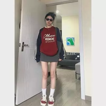 Осенняя контрастная цветовая гамма в студенческом стиле унисекс-толстовка M