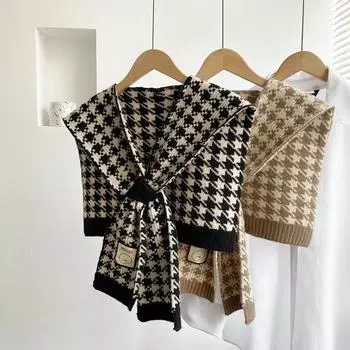 Осенняя корейская вязаная теплая шаль, зимняя женская блузка, наплечники, поддельный воротник, накидка, завязанный шарф, однотонный защитный шарф для шеи для женщин хаки