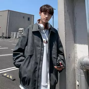 Осенняя кожаная куртка M розовый