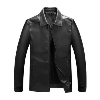Осенняя кожаная куртка мужская повседневная кожаная куртка новая деловая мужская куртка со средними и старыми лацканами из искусственной кожи модная куртка M
