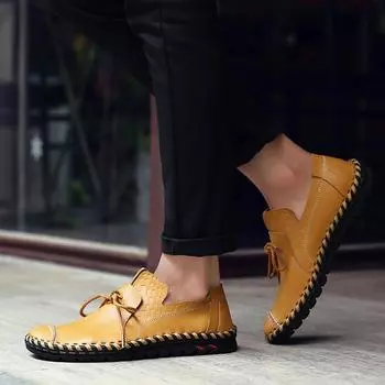 Осенняя кожаная обувь, мужская повседневная обувь, мужская обувь, обувь для вождения на мягкой подошве, кожаная обувь, модельные туфли для свадебной вечеринки 38 чёрный