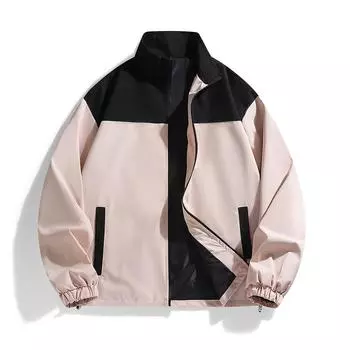 Осенняя куртка для активного отдыха на открытом воздухе, мужская трендовая куртка свободного покроя с воротником-стойкой, контрастного цвета, повседневная спортивная куртка для мужчин M розовый