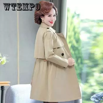 Осенняя куртка для матери среднего возраста, пальто на талии, ветровка, женская куртка среднего возраста, весенне-осенняя куртка в иностранном стиле средней длины XXXXXL