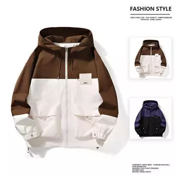 Осенняя куртка для работы на открытом воздухе, ветрозащитная и водонепроницаемая куртка для альпинизма на открытом воздухе, дышащая, контрастная строчка, модная куртка с капюшоном M