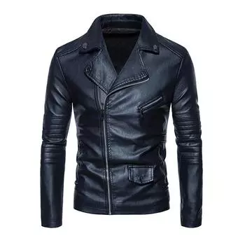 Осенняя куртка Holly Motorcycle из искусственной кожи в корейском стиле с узкими лацканами, мужская кожаная куртка M