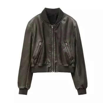 Осенняя куртка из искусственной кожи, женская, облегающая, стильное пальто, свободная, для поездок на работу, премиум-класса, зеленая XS
