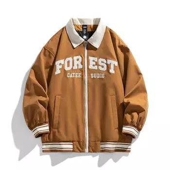 Осенняя куртка Корейская версия с лацканами с вышивкой Мужская повседневная куртка M